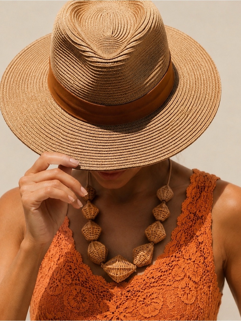 🆕Wide Brim  Sun Hat with Brown Band
